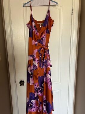 Hutch Orange Maxi Dress with Purple Floral Print